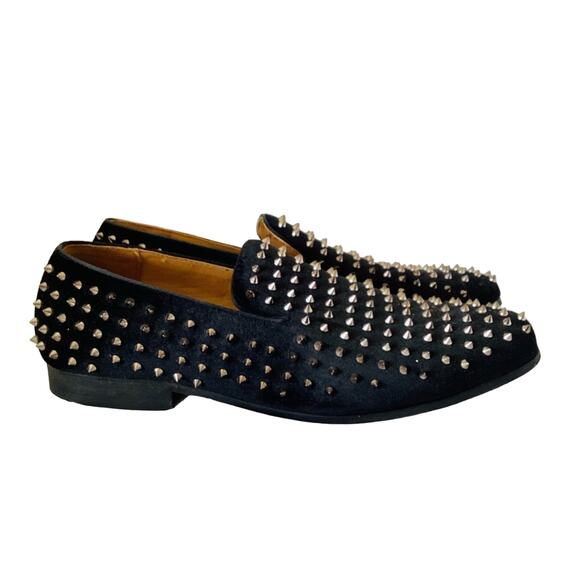 Moretti Black Silver Spike Studded Loafers - Picture 6 of 10
